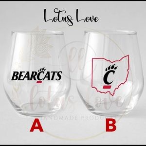 Cincinnati Bearcats Stemless Wine Set